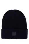 Fendi Men Midnight Blue Wool Blend Beanie Hat In Black