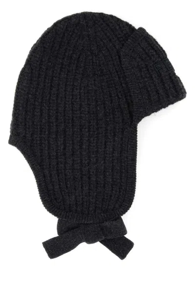 Fendi Dark Grey Graphite Wool Beanie Hat