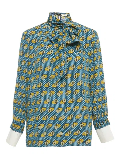 Pre-owned Fendi Heart-lock Print Top In Blue
