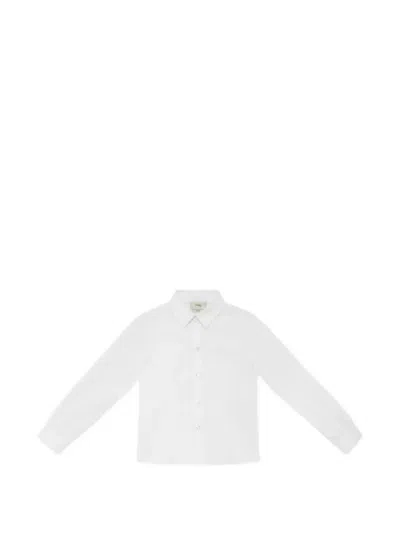 Fendi Kids' Heart-embroidery Shirt In White