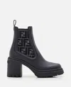 Fendi Black Domino Leather Boots In Black