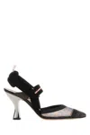 Fendi Slingback Brown Nylon Sandals In Multi