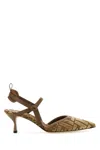 Fendi Cotton And Raffia Slingback With Jacquard Ff Motif In Printed