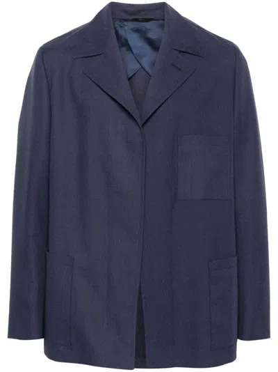 Fendi Single-breasted Wool Blazer In Blue