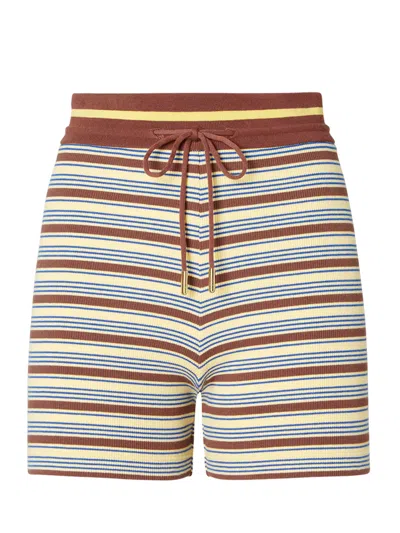 Fendi High Drawstring Waist Ribbed Knitted Shorts - Size S In Multi