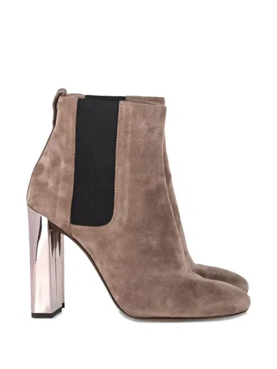 Pre-owned Fendi High-heeled Chelsea Boots In Brown