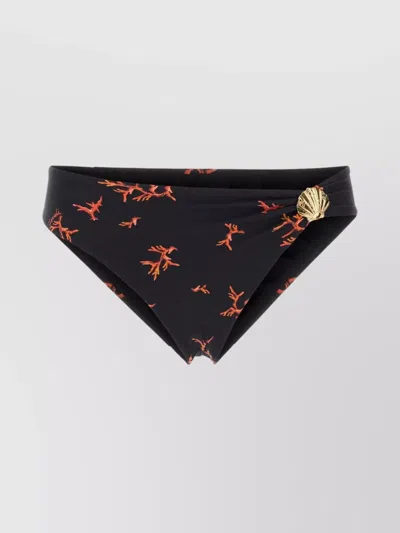 Fendi High Leg Printed Bikini Bottom In Black