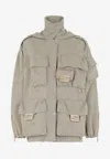 Fendi Utility-inspired Beige Jacket With High Collar In Gray