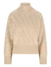 Fendi High-neck Honeycomb-knit Turtleneck In Neutral