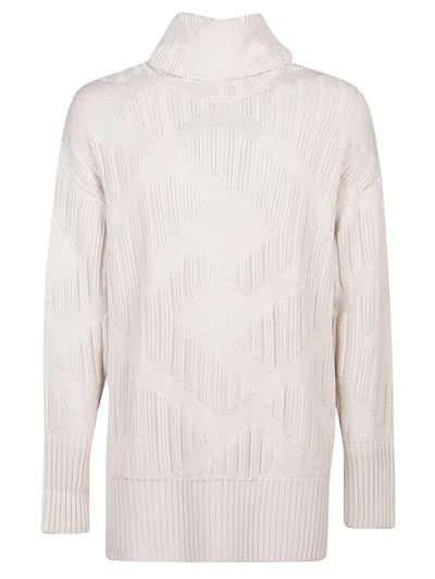 Fendi High-neck Knitted Sweater In Beige