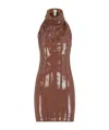 Fendi High Neck Open Back Dress In Brown
