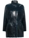 Fendi High-neck Leather Jacket In Blue