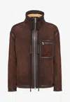 Fendi Brown Embossed Logo Jacket In Brown