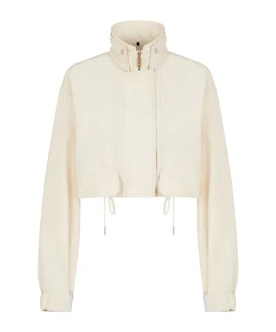 Fendi High-neck Zipper Windbreaker In White
