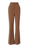 Fendi High-rise Wool-mohair Flared Pants In Brown