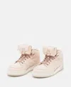 Fendi High-top Pink Sneakers With Textured Finish And Padded Collar In Neutral