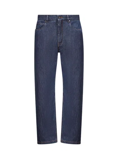 Fendi High Waist Denim Jeans For Men In Denim Blue