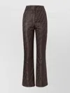 Fendi High Waist Flared Trousers All Over Pattern In Brown