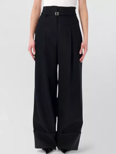 Fendi High-waisted Slim Fit Tailored Trousers In Black