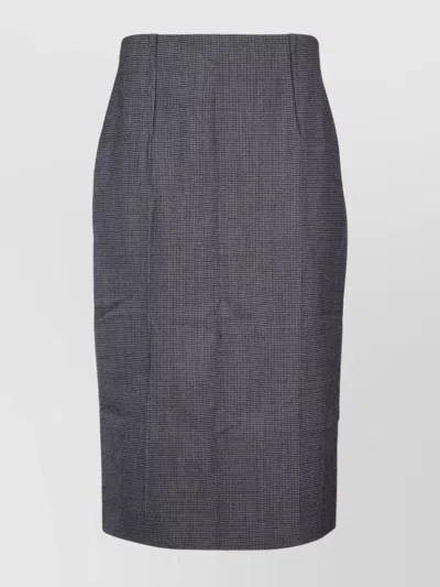 Fendi High Waist Houndstooth Pattern Skirt With Back Slit In Blue