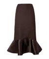 Fendi High Waist Peplum-hem Midi Skirt In Black