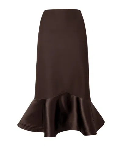 Fendi High Waist Peplum-hem Midi Skirt In Black