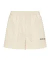 Fendi Beige Logo Print Shorts In White