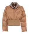 Fendi Short Padded Down Jacket With Shearling Collar Clothing In Brown