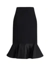 Fendi High-waisted Midi Skirt In Grain De Poudre Wool In Black