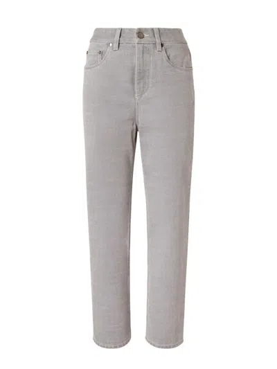 Fendi High-waisted Straight-leg Jeans With Subtle Logo Detail In Gray