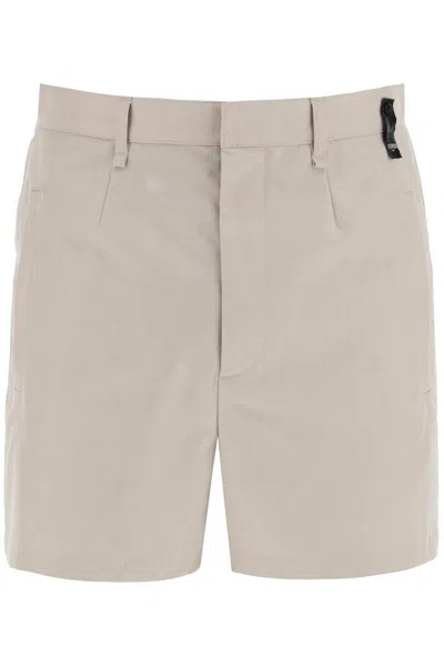 Fendi High-waisted Tailored Bermuda Shorts In Neutral