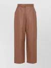Fendi Tan Coloured Leather Trousers In Brown