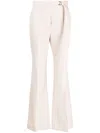 Fendi High-waisted Wool Flared Trousers In Neutrals