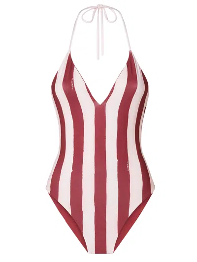 Fendi High-leg Standalone Dress With V-neck And Self-ties In Rosso