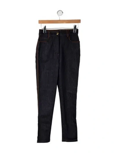 Pre-owned Fendi High-rise Straight Leg Jeans In Black