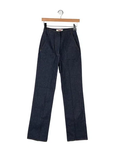 Pre-owned Fendi High-rise Straight Leg Jeans In Black