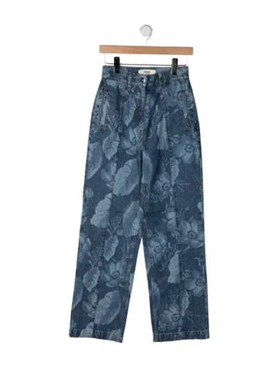 Pre-owned Fendi High-rise Straight Leg Jeans In Blue