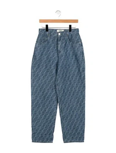 Pre-owned Fendi High-rise Straight Leg Jeans In Blue