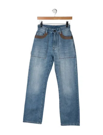 Pre-owned Fendi High-rise Straight Leg Jeans In Blue