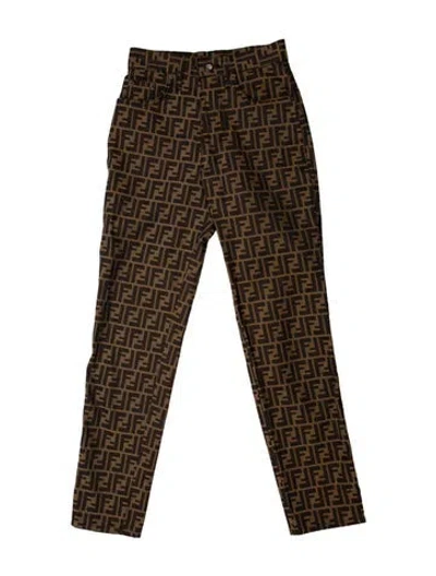 Pre-owned Fendi High-rise Straight Leg Jeans In Brown