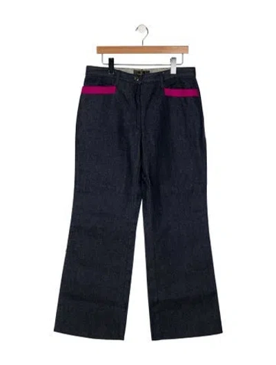 Pre-owned Fendi High-rise Wide Leg Jeans In Blue