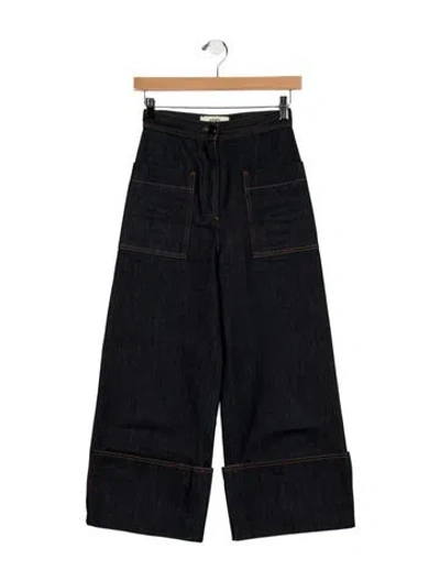 Pre-owned Fendi High-rise Wide Leg Jeans In Blue