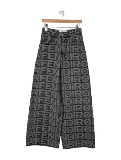 Pre-owned Fendi High-rise Wide Leg Jeans In Gray