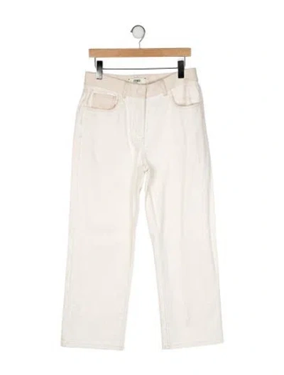 Pre-owned Fendi High-rise Wide Leg Jeans In Neutral