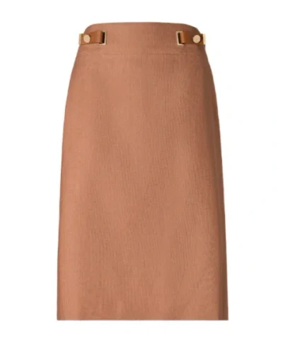 Fendi High-waisted Midi Skirt In Brown