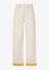 Fendi Ff Reverse Denim Jeans Belt Loops In White