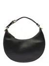 Fendi Hobo Graphy Black Leather Handbag With Metal Logo Woman In Black