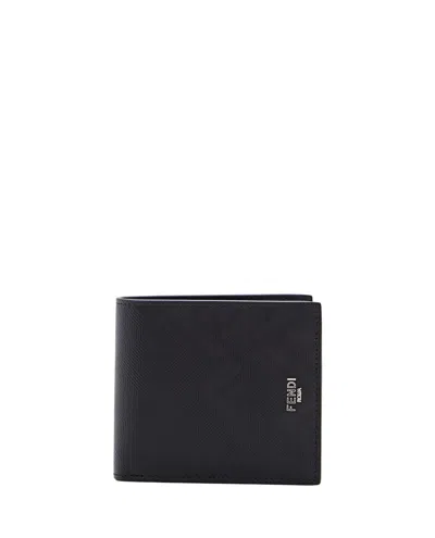 Fendi Holographic Ff Print Leather Wallet In Black