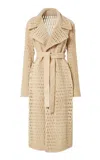 Fendi Honeycomb-effect Leather Coat In Neutral