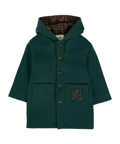 Fendi Hooded Buttoned Coat In Green